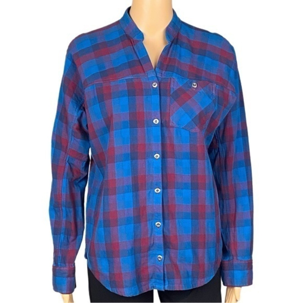 PATAGONIA double weave woven collarless flannel in ‘Oxblood Red’. Size 0. EUC